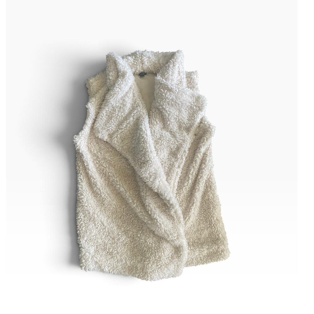 Arrie Faux Fur Vest Women’s Medium Ivory Cream Shaggy Open Front Draped Cozy - Picture 3 of 10